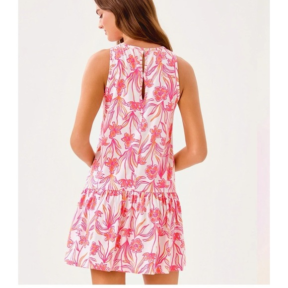 Lilly Pulitzer  Dixi Mini Dress Resort White Lovely Long Stems XL NWT - Picture 2 of 3